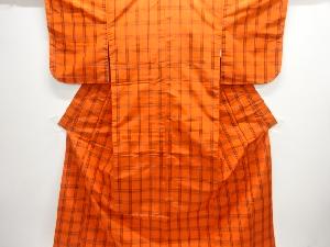 大正ロマン　格子織り出し米沢紬着物